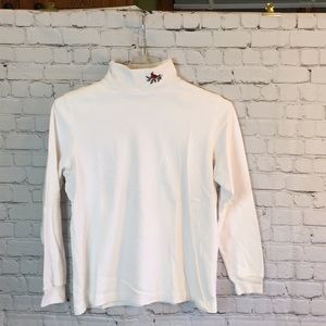 Wish For Joy White Mock Turtle Neck Cardinal at Collar Size 14/16